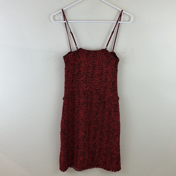 AFRM Owen Red Leopard Smocked Mini Dress - Picture 5 of 10